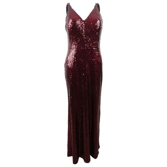 Nightway Women's Sequined Gown - Merlot - Picture 2 of 4